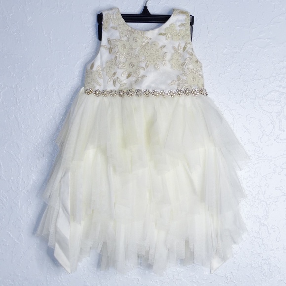 American Princess Dress 2T Cream Gold w/Pearl Rhinestone - Picture 1 of 5